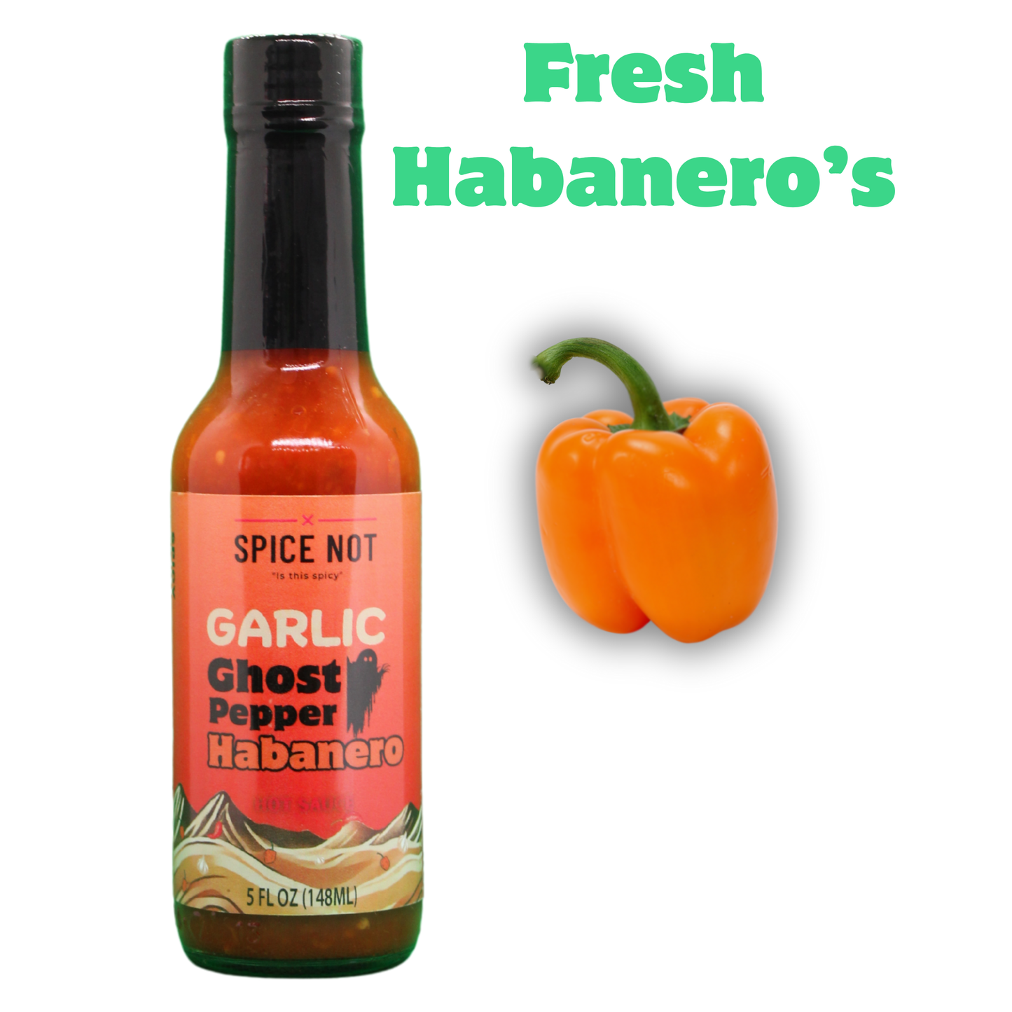 Garlic Ghost Pepper Habanero Hot Sauce, 5oz