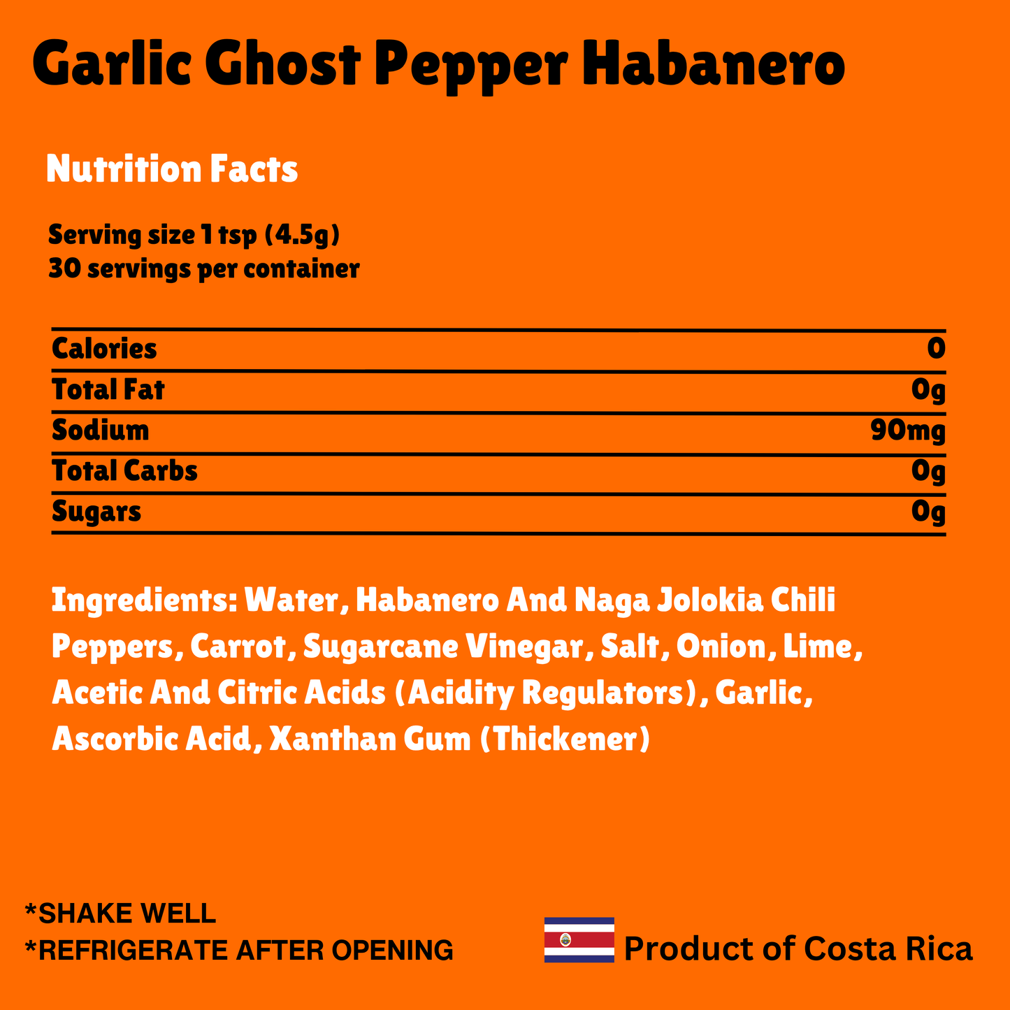 Garlic Ghost Pepper Habanero Hot Sauce, 5oz