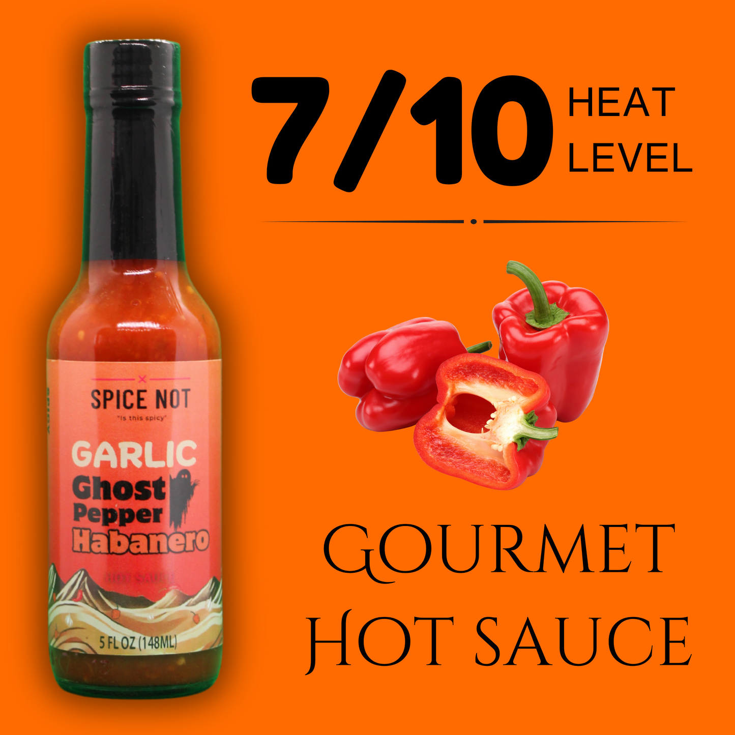 Garlic Ghost Pepper Habanero Hot Sauce, 5oz